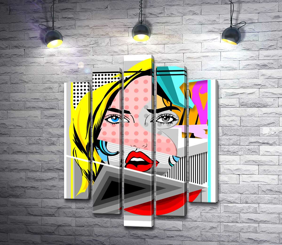 

Модульная картина ArtPoster Арт девушка среди геометрический фигур 130x174 см Модуль №26