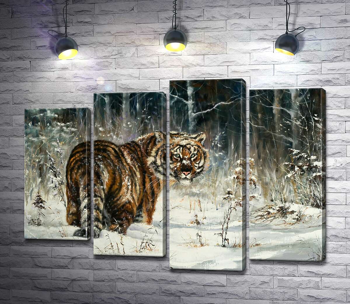 

Модульная картина ArtPoster Амурский тигр стоит на заснеженной лужайке 80x60 см Модуль №21