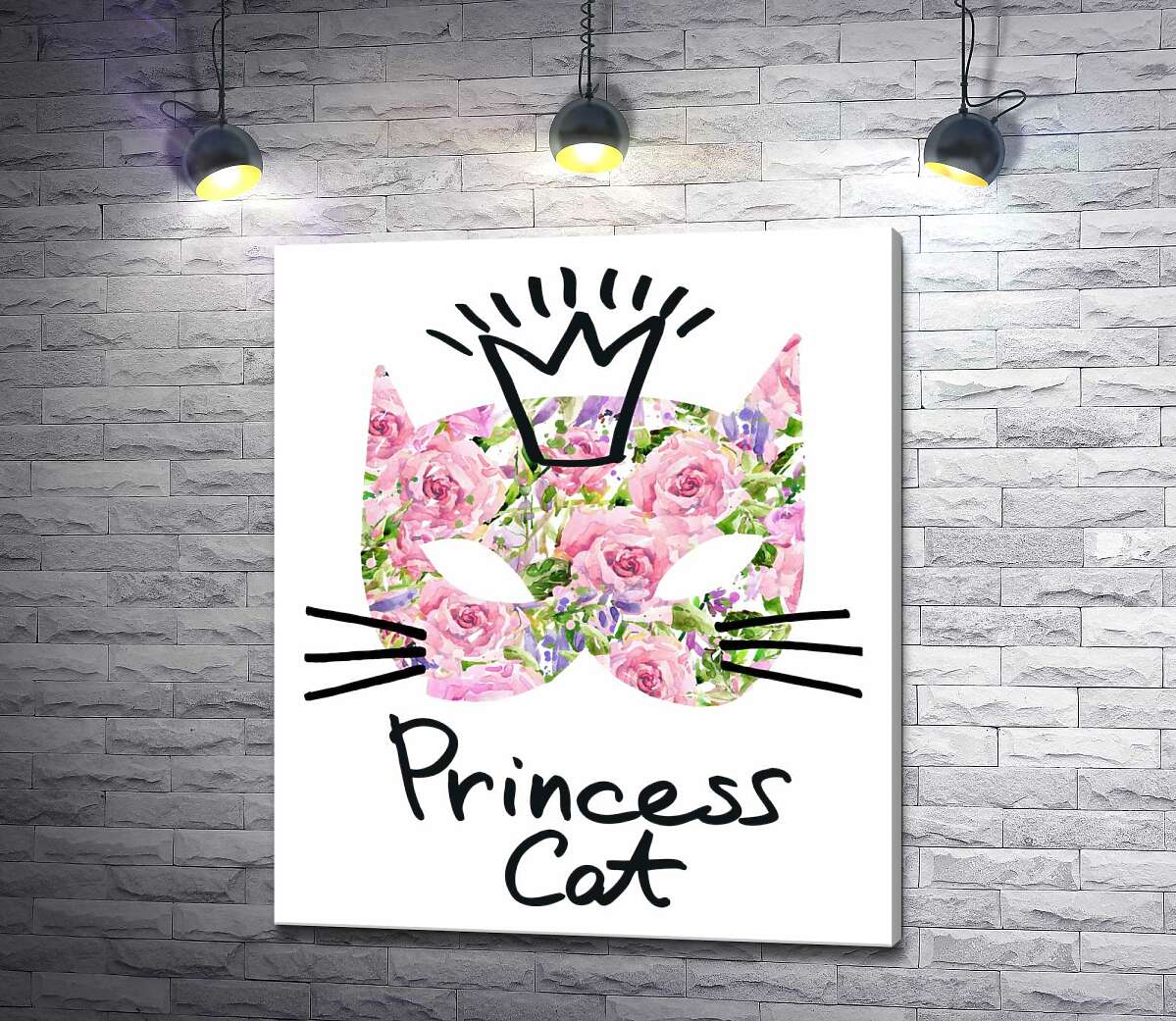 

Картина ArtPoster Розовая маска кота с надписью "princess cat" 100x118 см Модуль №1