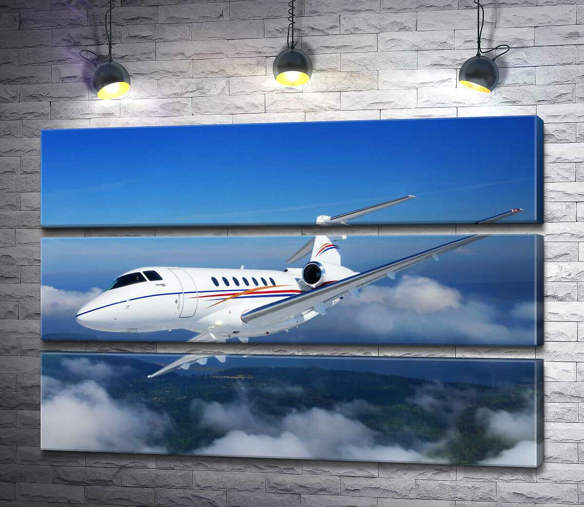 

Модульная картина ArtPoster Американский корпоративный самолет Hawker 400 поднялся в небо 100x69 см Модуль №13