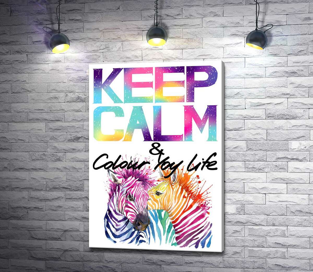 

Картина ArtPoster Яркие зебры под надписью "keep calm and colour your life" 50x73 см Модуль №1
