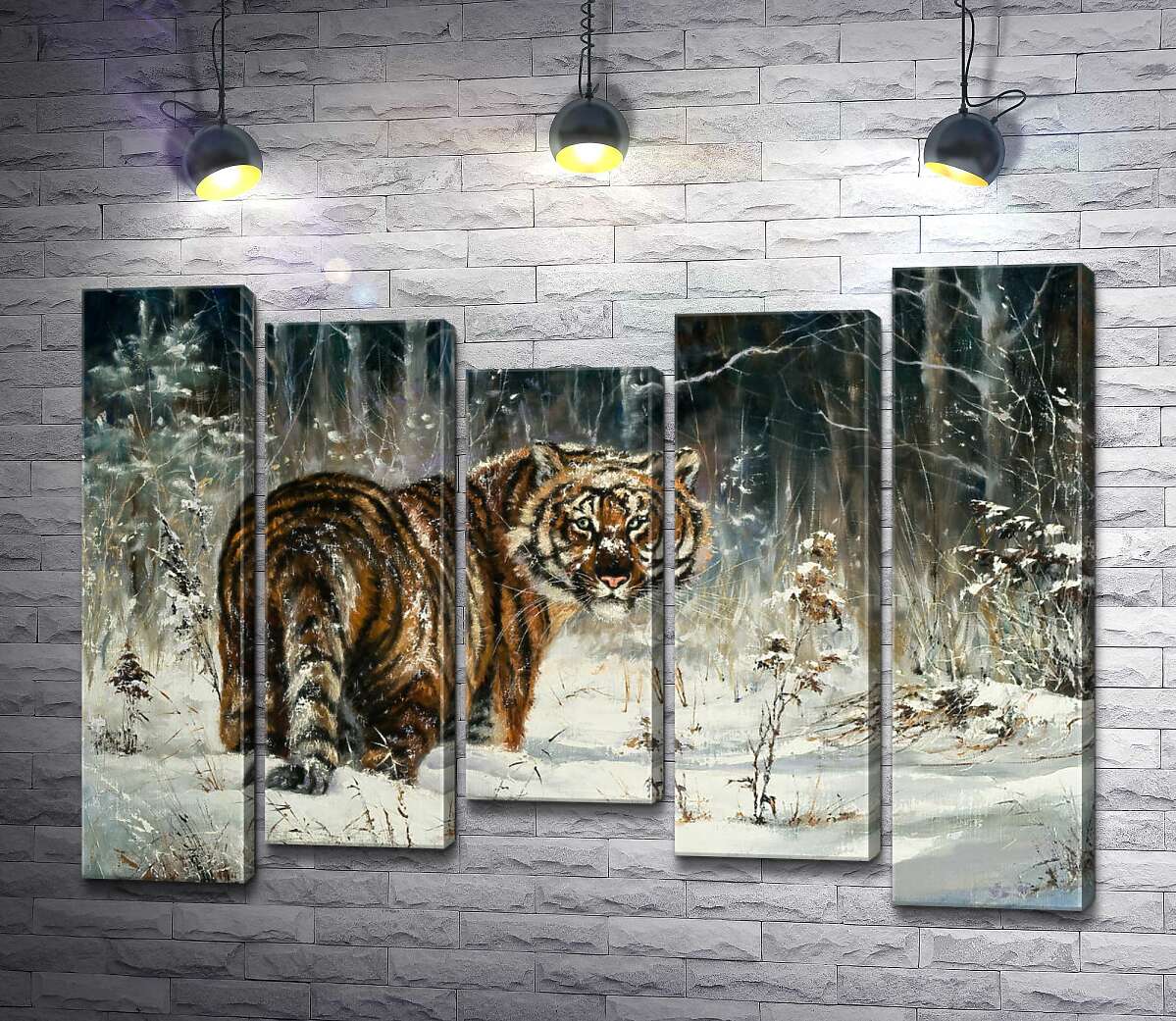 

Модульная картина ArtPoster Амурский тигр стоит на заснеженной лужайке 100x73 см Модуль №28