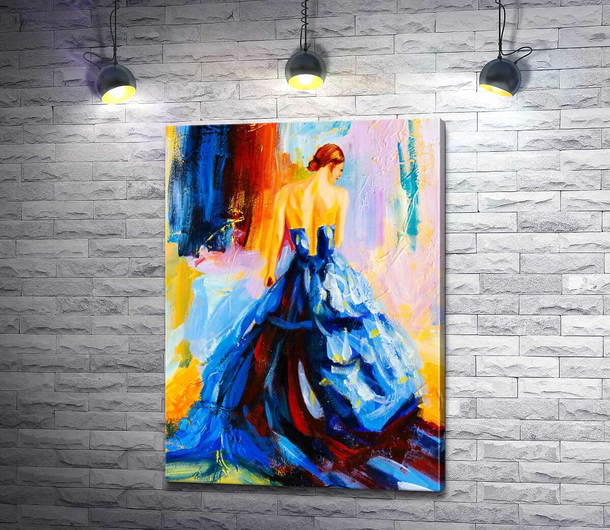 

Картина ArtPoster Утонченный силуэт девушки в пышном синем платье 100x138 см Модуль №1