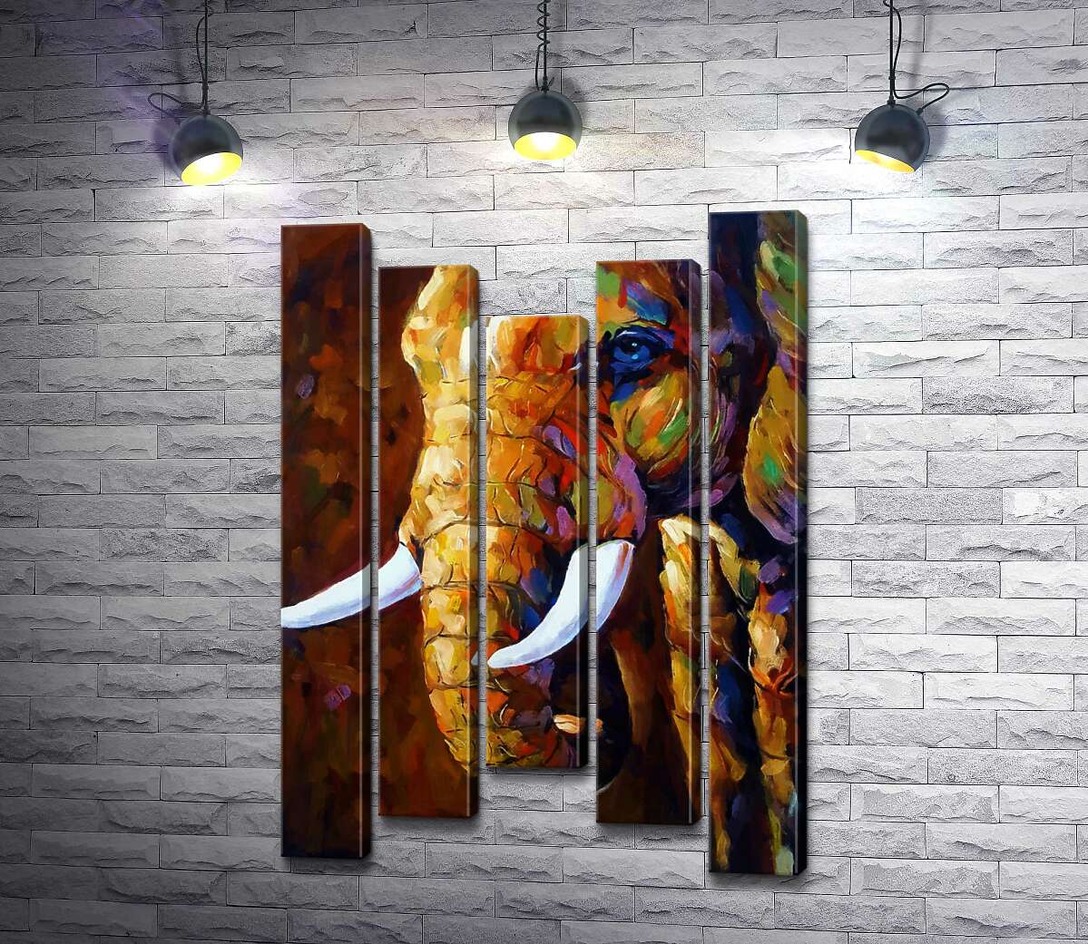 

Модульная картина ArtPoster Белоснежные бивни в цветном силуэте слона 100x150 см Модуль №28