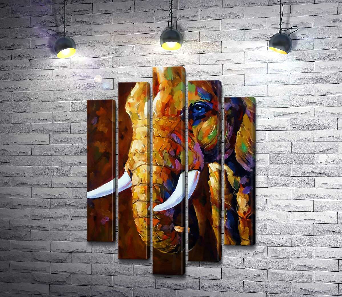 

Модульная картина ArtPoster Белоснежные бивни в цветном силуэте слона 130x196 см Модуль №26