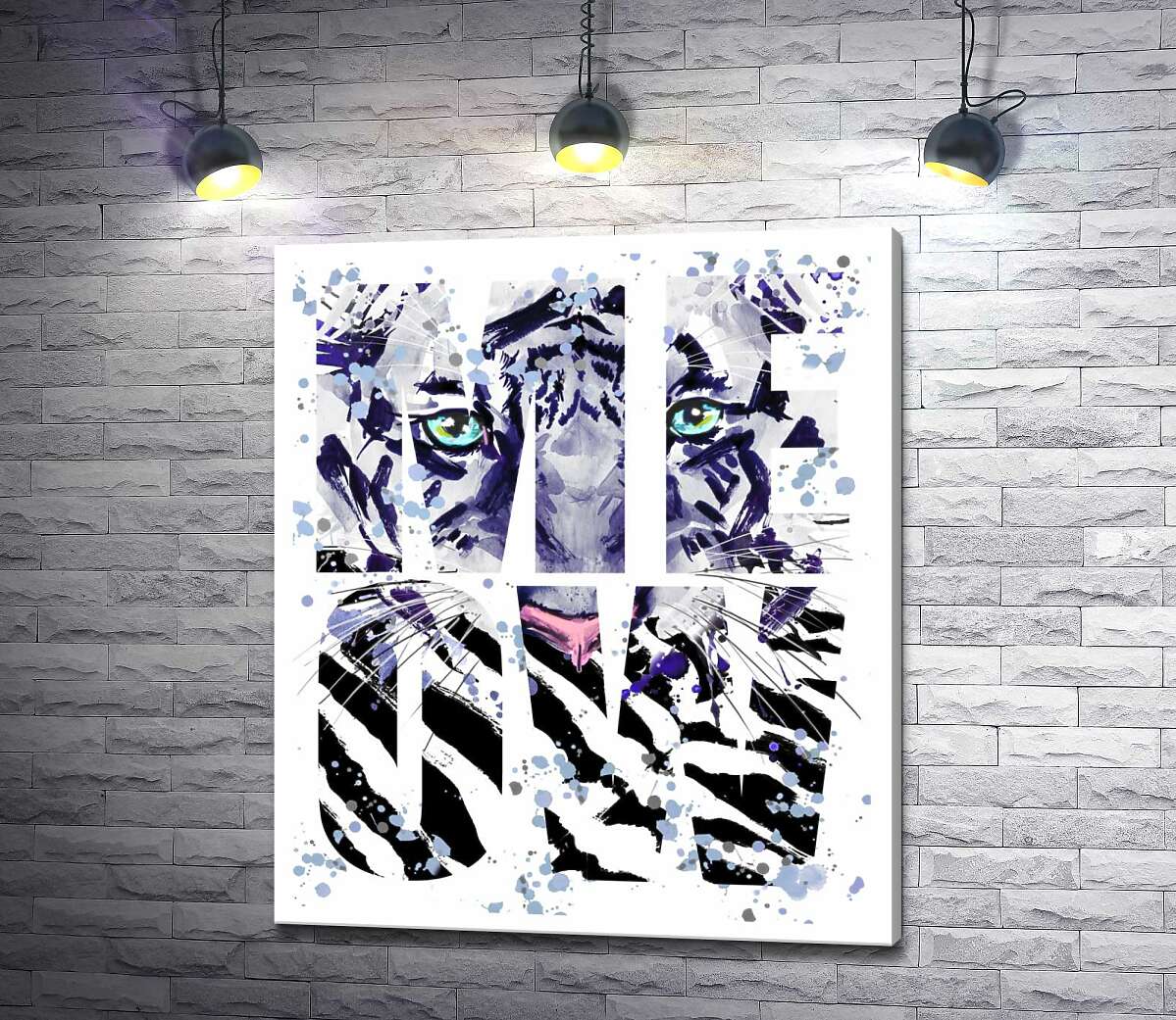 

Картина ArtPoster Силуэт белого тигра в буквах "meow" 100x118 см Модуль №1