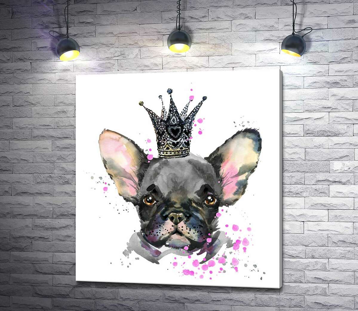 

Картина ArtPoster Черный французский бульдог в ажурной короне 130x142 см Модуль №1