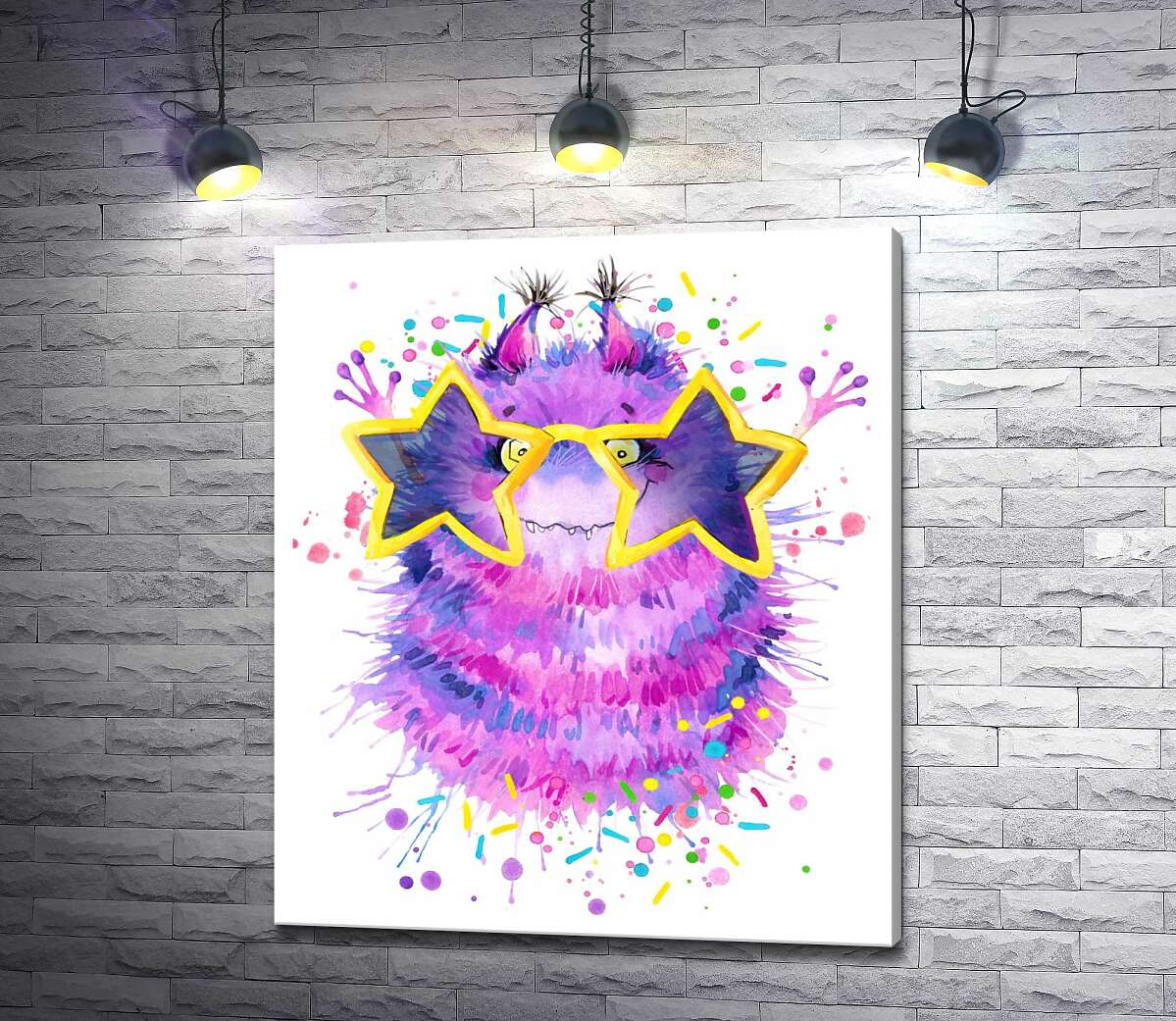 

Картина ArtPoster Фиолетовый пушистый монстр в звездных очках 100x118 см Модуль №1