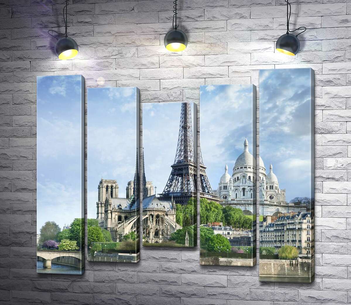 

Модульная картина ArtPoster Архитектурные произведения Парижа: Эйфелева башня (Eiffel tower), Нотр-Дам-де-Пари (Notre Dame de Paris), базилика Сакре-Кер (Basilique du Sacre Cœur) 100x88 см Модуль №28
