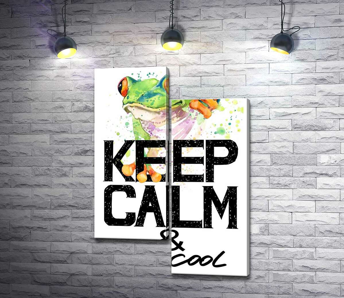 

Модульная картина ArtPoster Древесная лягушка за надписью "keep calm and be cool" 50x74 см Модуль №5