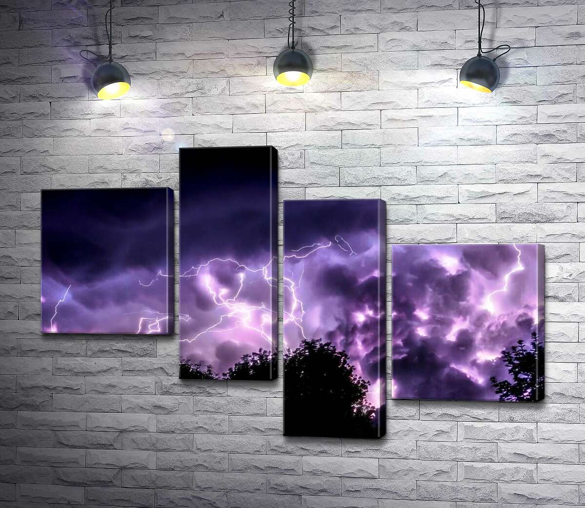 

Модульная картина ArtPoster Грозовое небо, подсвеченное молниями, горит фиолетовыми оттенками 100x69 см Модуль №20