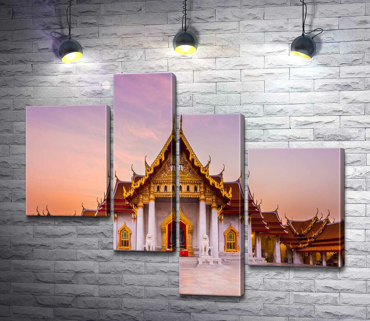 

Модульная картина ArtPoster Довершение тайской архитектуры – буддийский храм Ват Бенчамабопхит (Wat Benchamabophit) 130x105 см Модуль №20