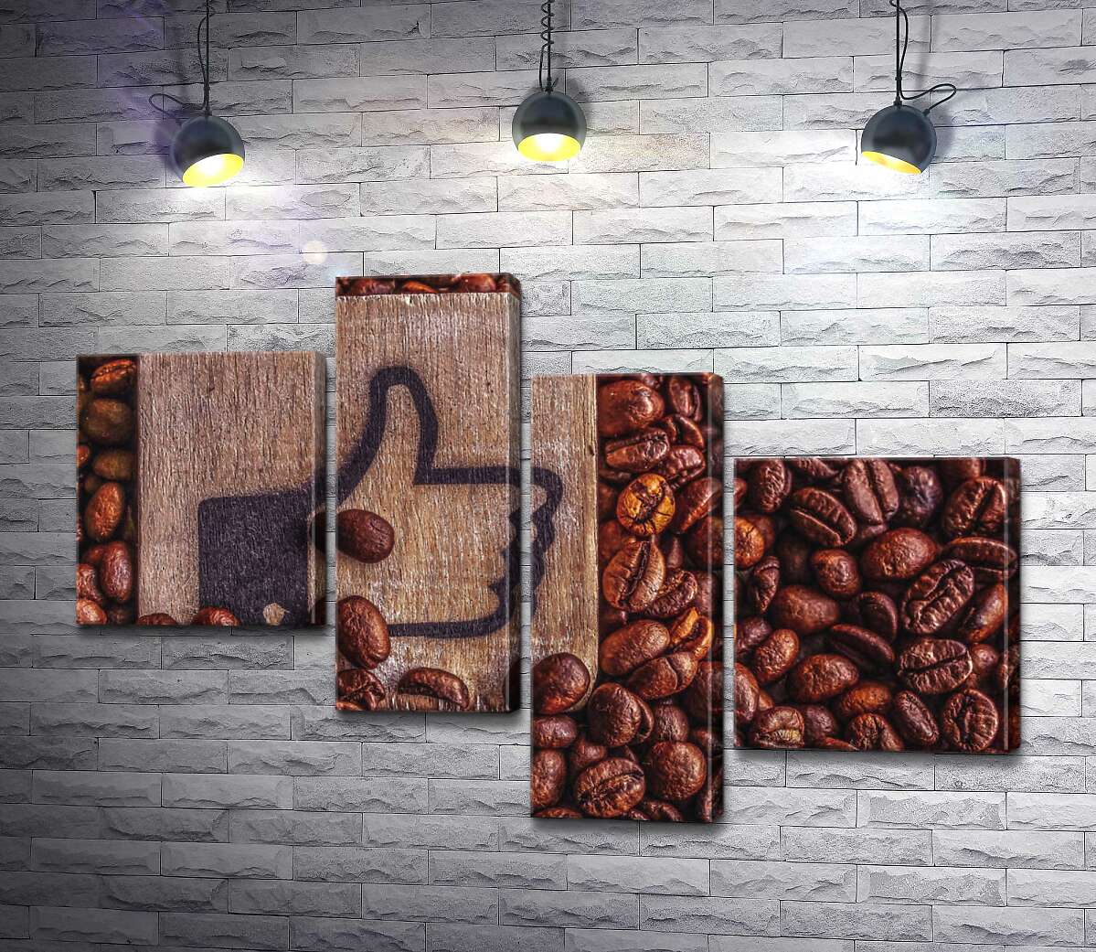 

Модульная картина ArtPoster Деревянный знак "Like" среди аромата кофейных зерен 100x69 см Модуль №20