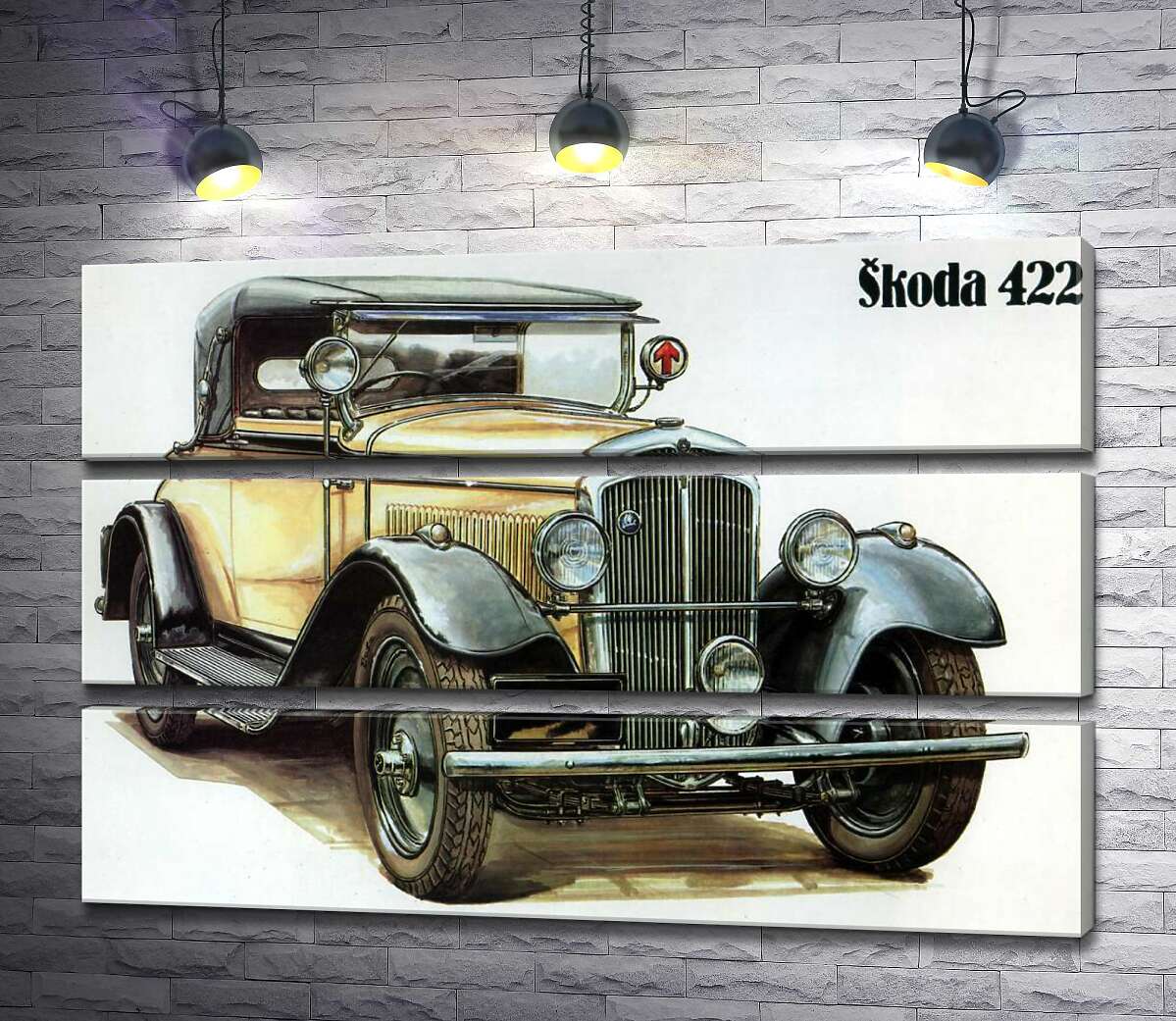 

Модульная картина ArtPoster Желтый ретро-автомобиль Skoda 442 91x60 см Модуль №13
