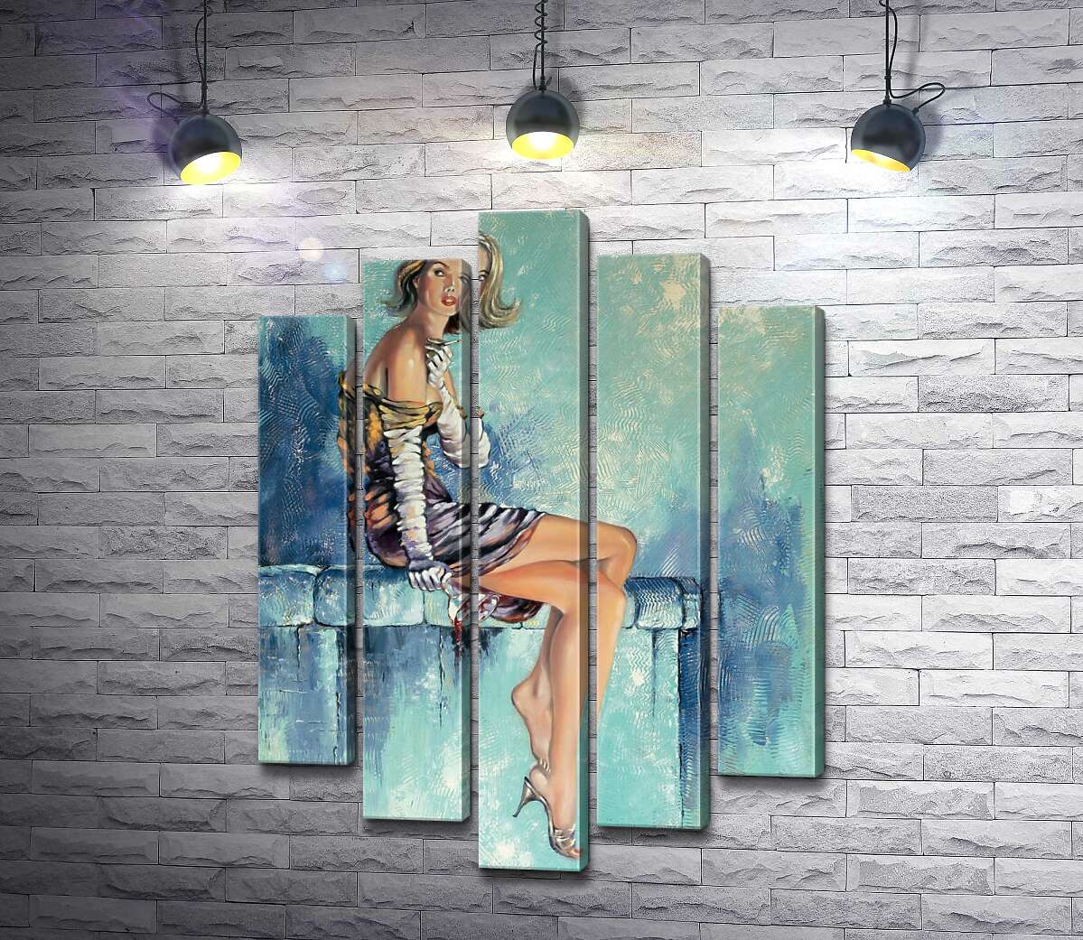 

Модульная картина ArtPoster Девушка с бокалом вина курит сигарету 100x142 см Модуль №26
