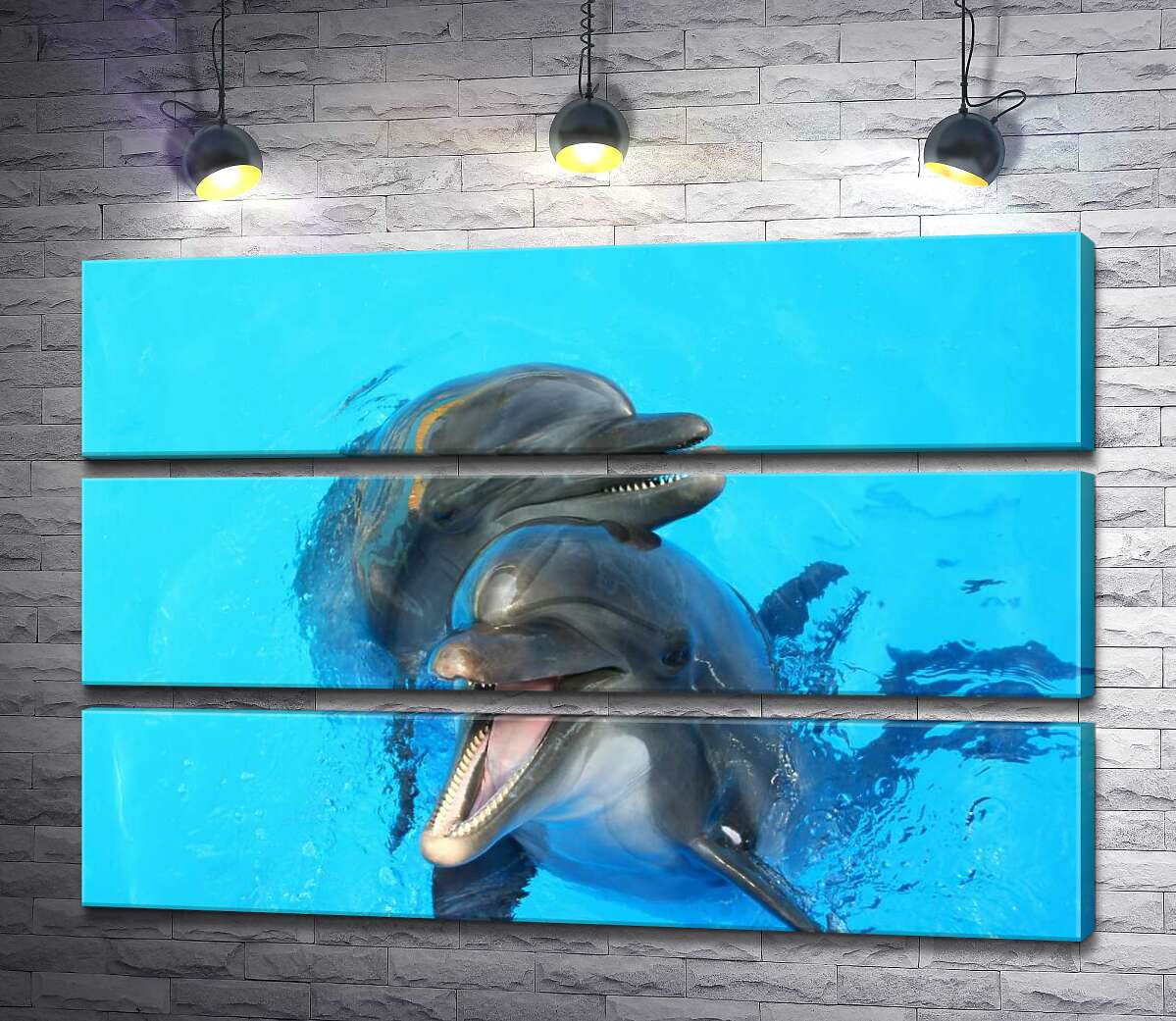 

Модульная картина ArtPoster Два дельфина выглядывают из голубизны воды 100x69 см Модуль №13