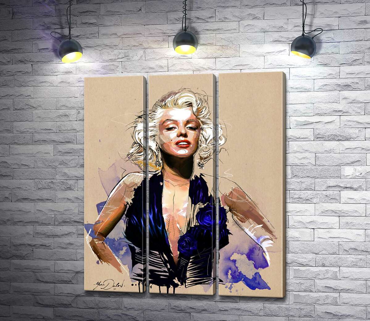 

Модульная картина ArtPoster Вызывающий образ Мэрилин Монро (Marilyn Monroe) в открытом синем платье 60x73 см Модуль №11