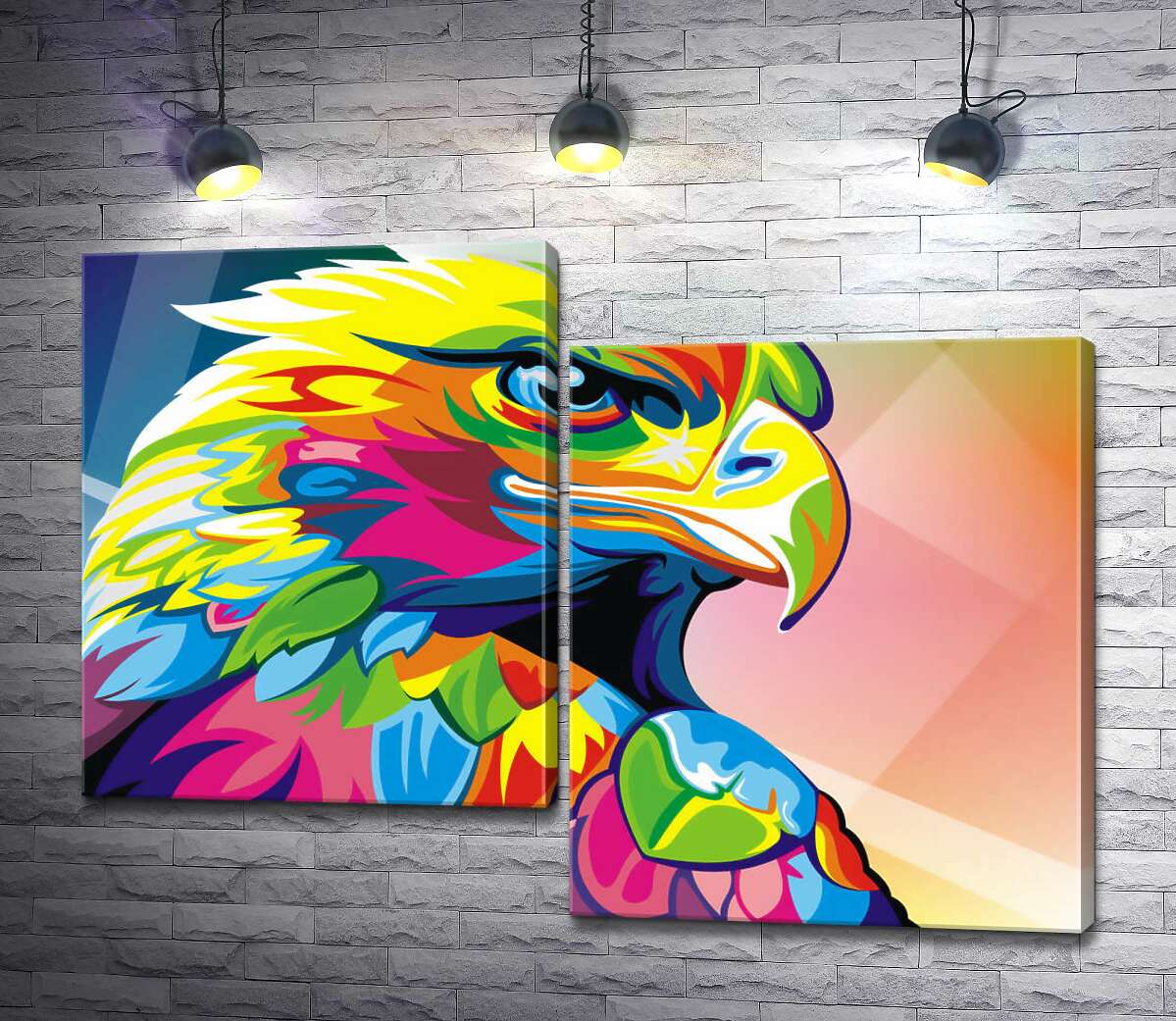 

Модульная картина ArtPoster Грозный взгляд орла среди красочного оперения 130x96 см Модуль №5