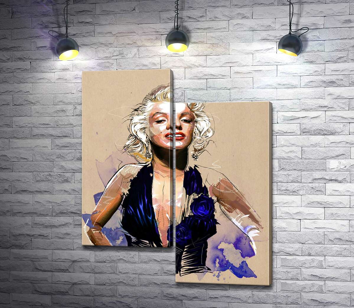 

Модульная картина ArtPoster Вызывающий образ Мэрилин Монро (Marilyn Monroe) в открытом синем платье 50x62 см Модуль №5
