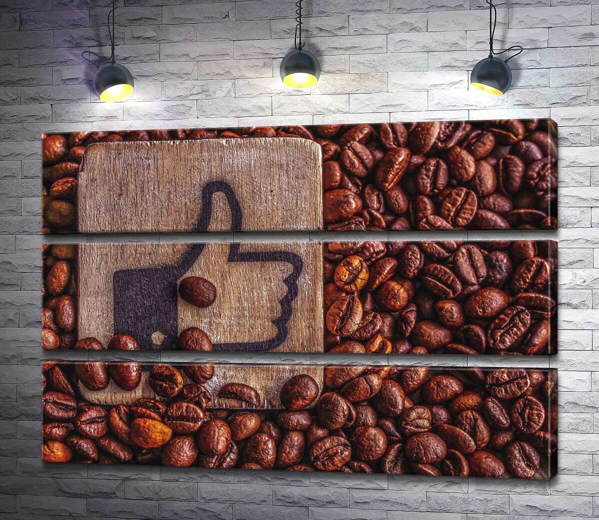 

Модульная картина ArtPoster Деревянный знак "Like" среди аромата кофейных зерен 90x60 см Модуль №13