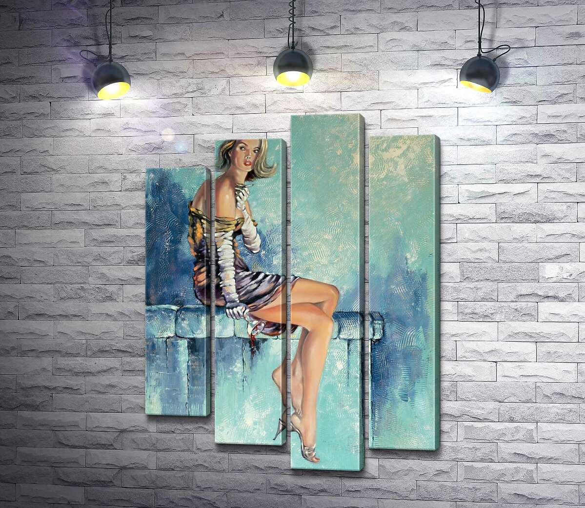 

Модульная картина ArtPoster Девушка с бокалом вина курит сигарету 80x114 см Модуль №21