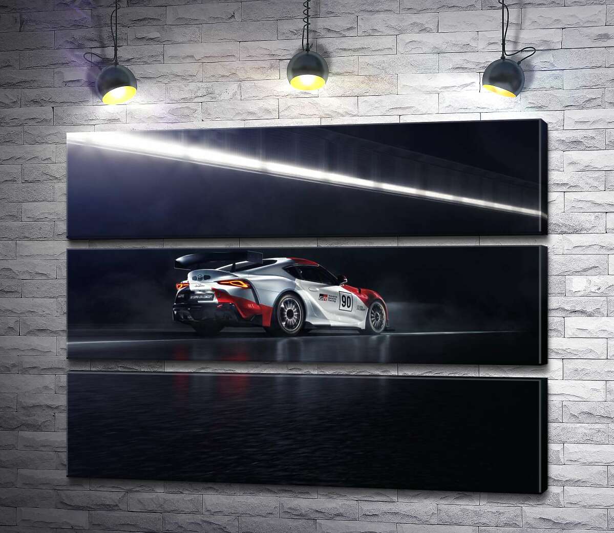 

Модульная картина ArtPoster Гоночный автомобиль Тойота (Toyota GR Supra GT4) разгоняется на трассе 130x99 см Модуль №13