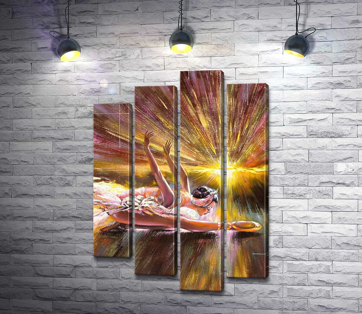 

Модульная картина ArtPoster Желтые лучи озаряют балерину на сцене 100x147 см Модуль №21