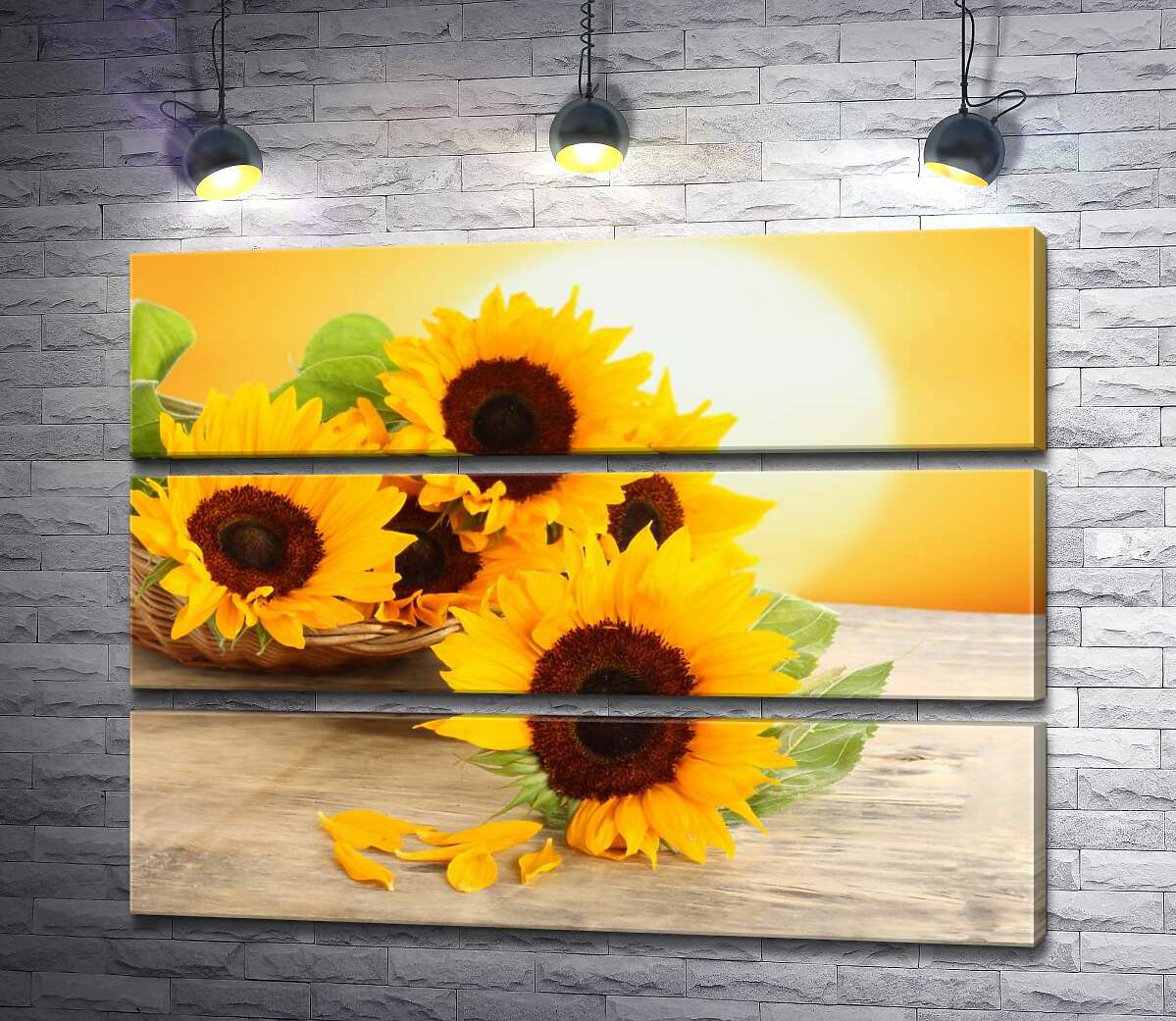 

Модульная картина ArtPoster Желтоголовые подсолнухи в корзинке 80x60 см Модуль №13