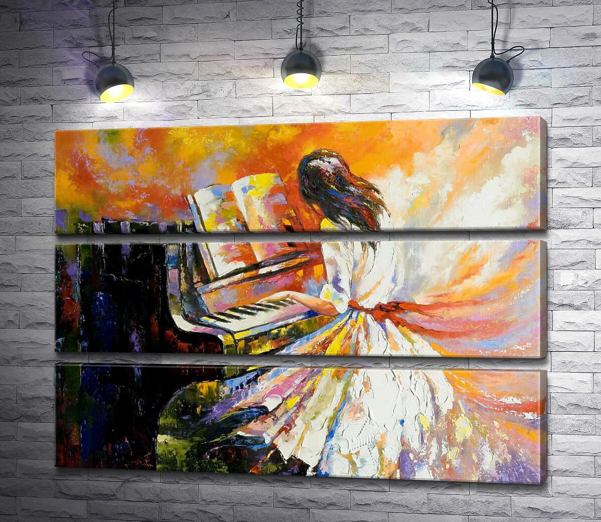 

Модульная картина ArtPoster Девушка растворяет мир в звуках мелодии фортепиано 100x72 см Модуль №13