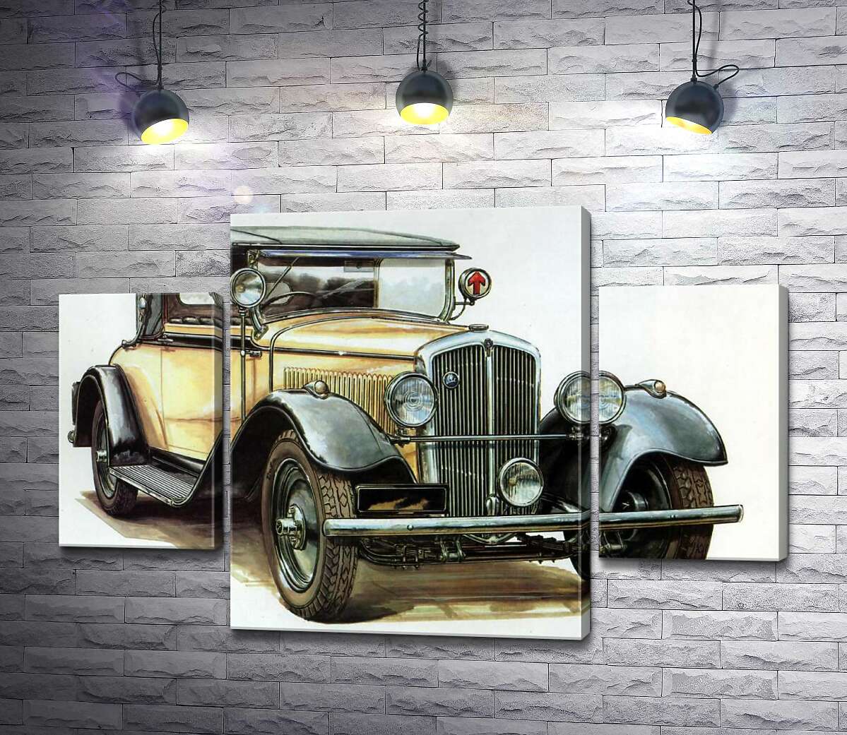 

Модульная картина ArtPoster Желтый ретро-автомобиль Skoda 442 131x88 см Модуль №7