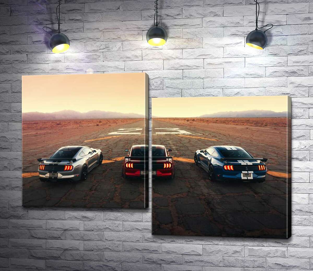 

Модульная картина ArtPoster Гоночные автомобили Ford Mustang Shelby GT500 на старой дороге 100x68 см Модуль №5