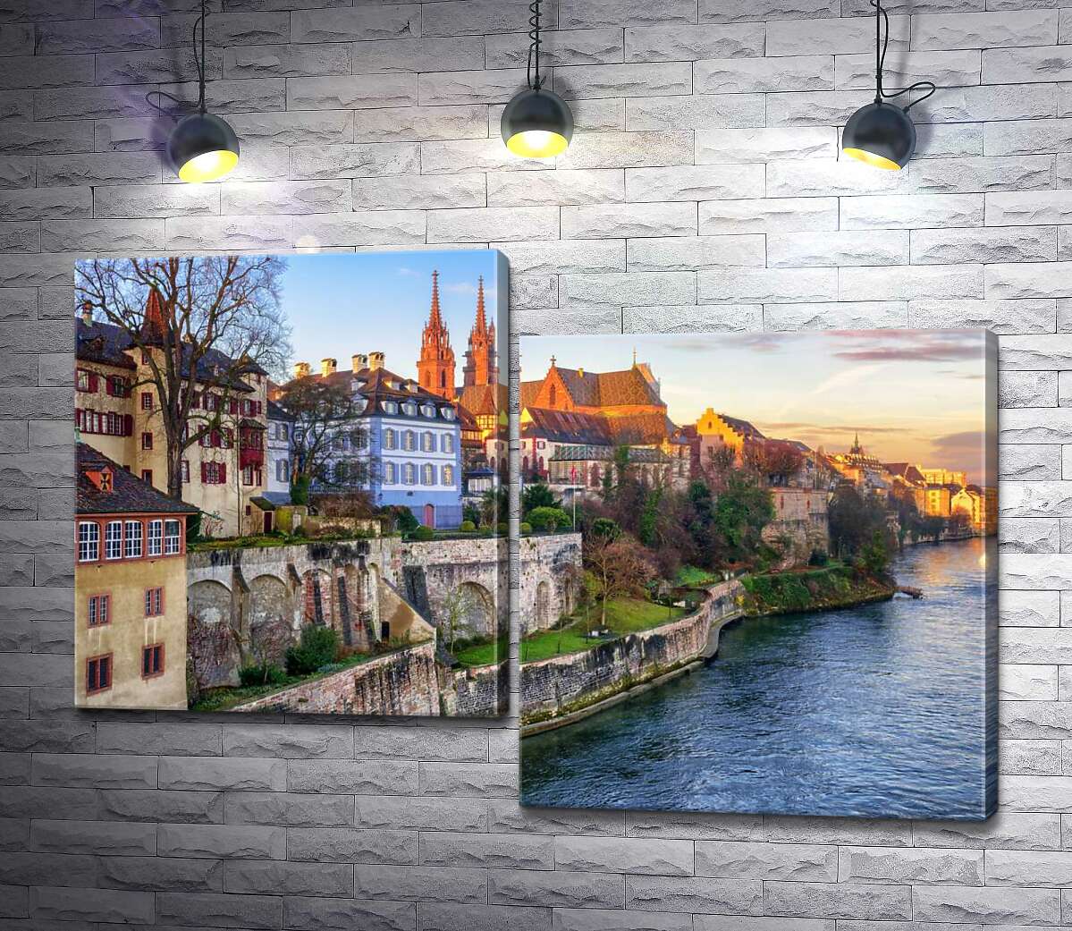

Модульная картина ArtPoster Дыхание средневековья в городе Базель на берегу Реки Рейн 100x68 см Модуль №5