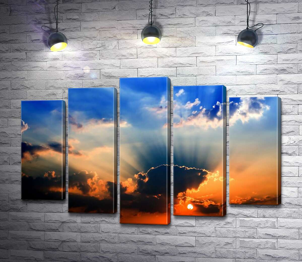 

Модульная картина ArtPoster Горячие лучи солнца пробиваются сквозь холодные облака 130x88 см Модуль №26