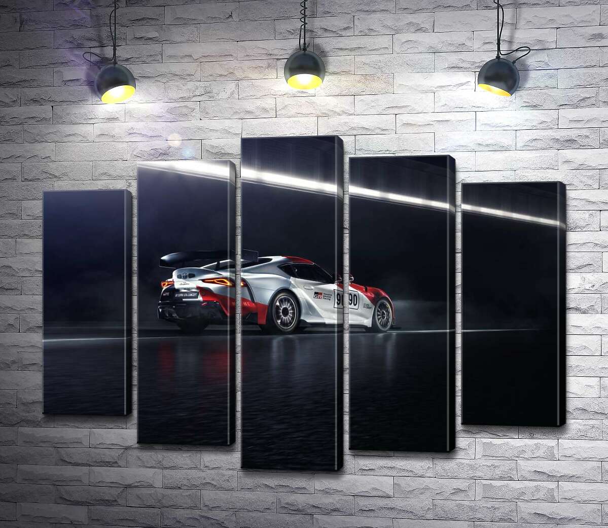 

Модульная картина ArtPoster Гоночный автомобиль Тойота (Toyota GR Supra GT4) разгоняется на трассе 130x99 см Модуль №26