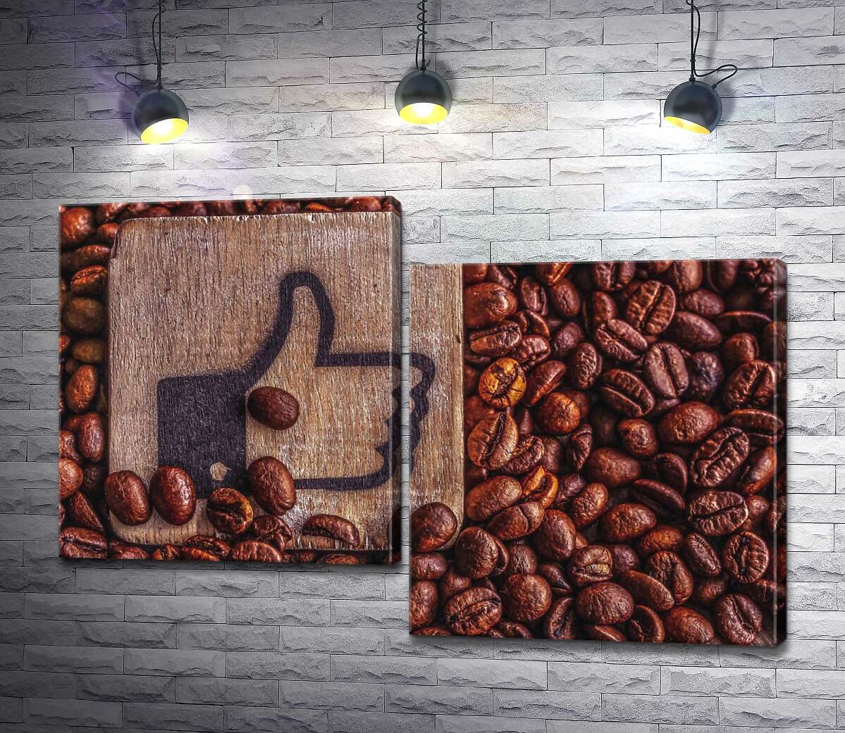 

Модульная картина ArtPoster Деревянный знак "Like" среди аромата кофейных зерен 130x88 см Модуль №5