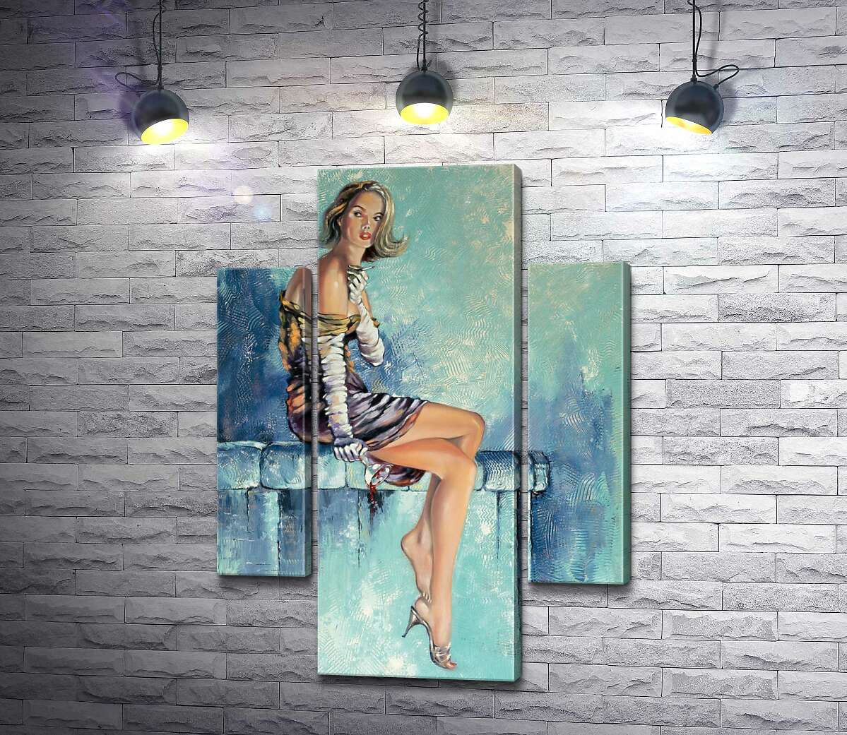 

Модульная картина ArtPoster Девушка с бокалом вина курит сигарету 131x184 см Модуль №7