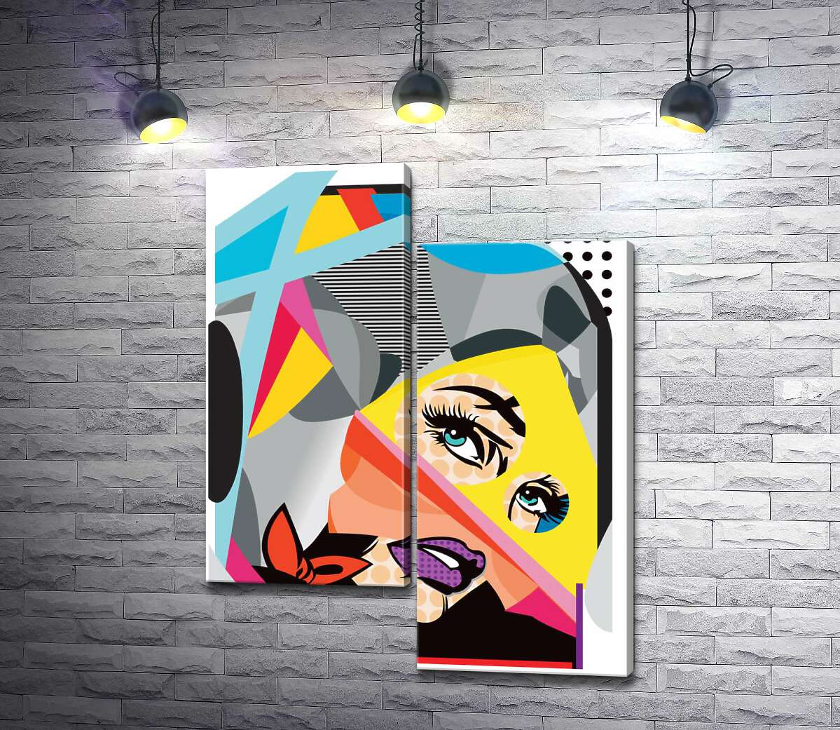 

Модульная картина ArtPoster Голубоглазая девушка в изгибах геометрических форм 130x169 см Модуль №5