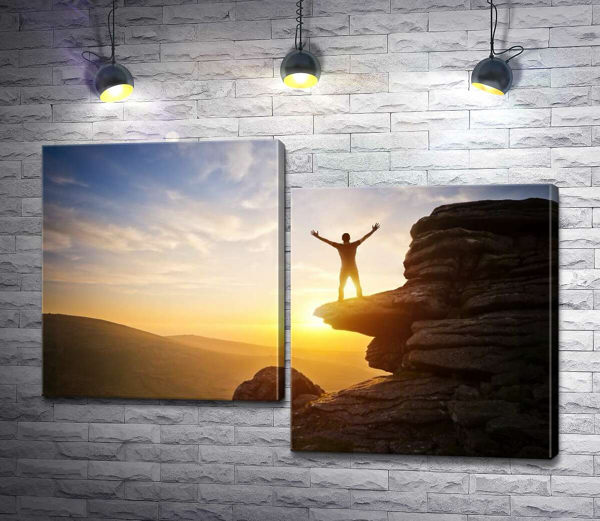 

Модульная картина ArtPoster Единение с природой: человек на вершине горы в солнечных лучах 100x68 см Модуль №5