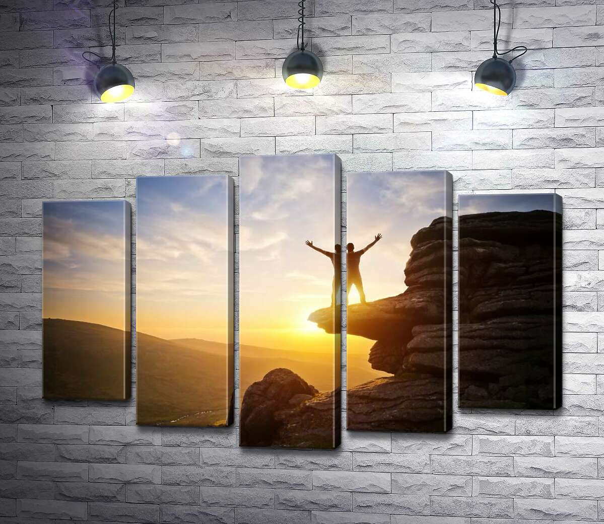 

Модульная картина ArtPoster Единение с природой: человек на вершине горы в солнечных лучах 130x88 см Модуль №26