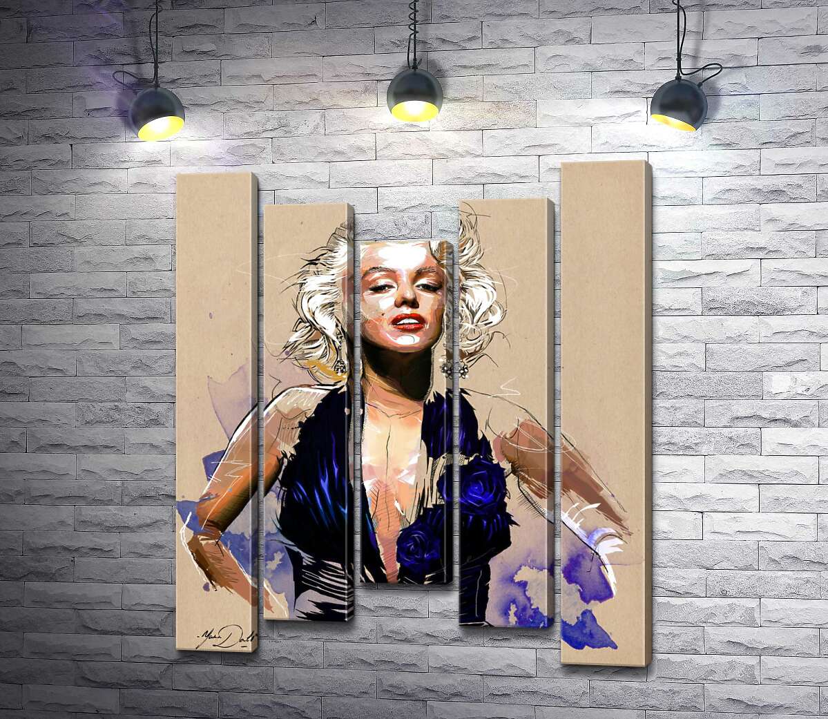 

Модульная картина ArtPoster Вызывающий образ Мэрилин Монро (Marilyn Monroe) в открытом синем платье 130x161 см Модуль №28