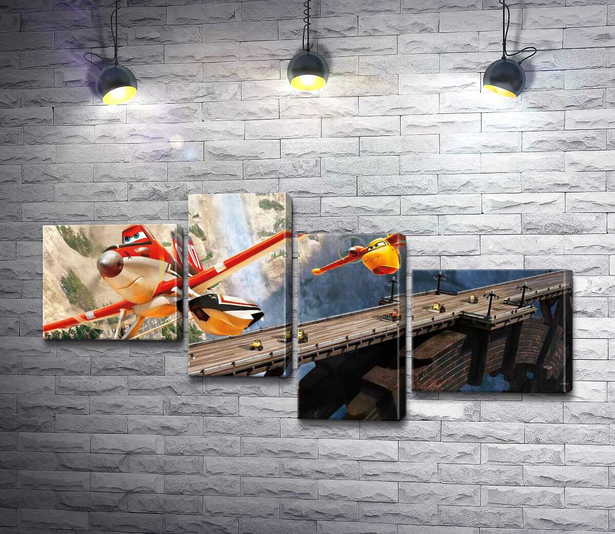 

Модульная картина ArtPoster Герои мультфильма "Самолеты" спешат на спасательную операцию 130x66 см Модуль №20