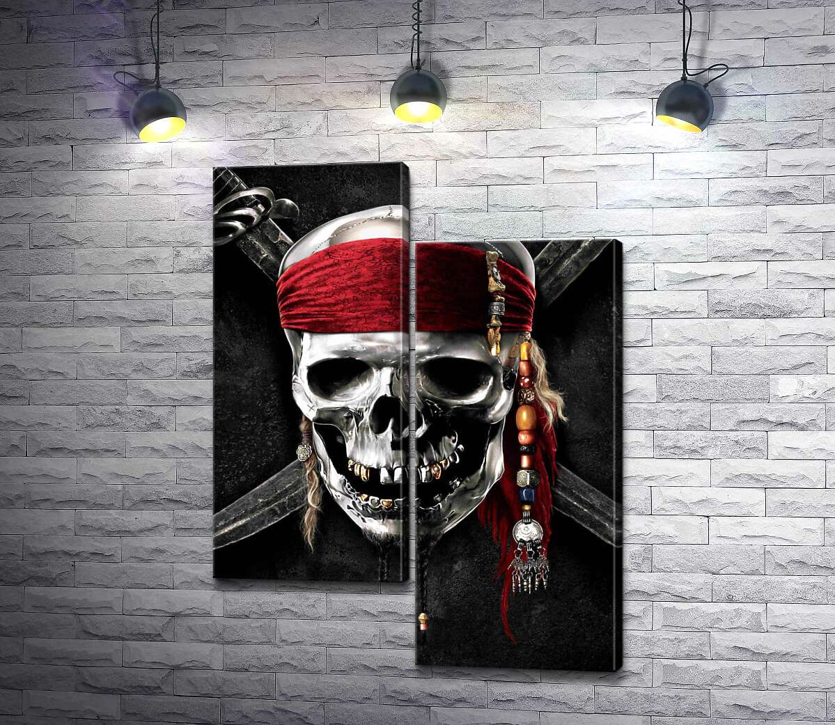 

Модульная картина ArtPoster Знаменитый череп Джека Воробья (Jack Sparrow) на фильме "Пираты Карибского моря" (Pirates of the Caribbean) 130x175 см Модуль №5