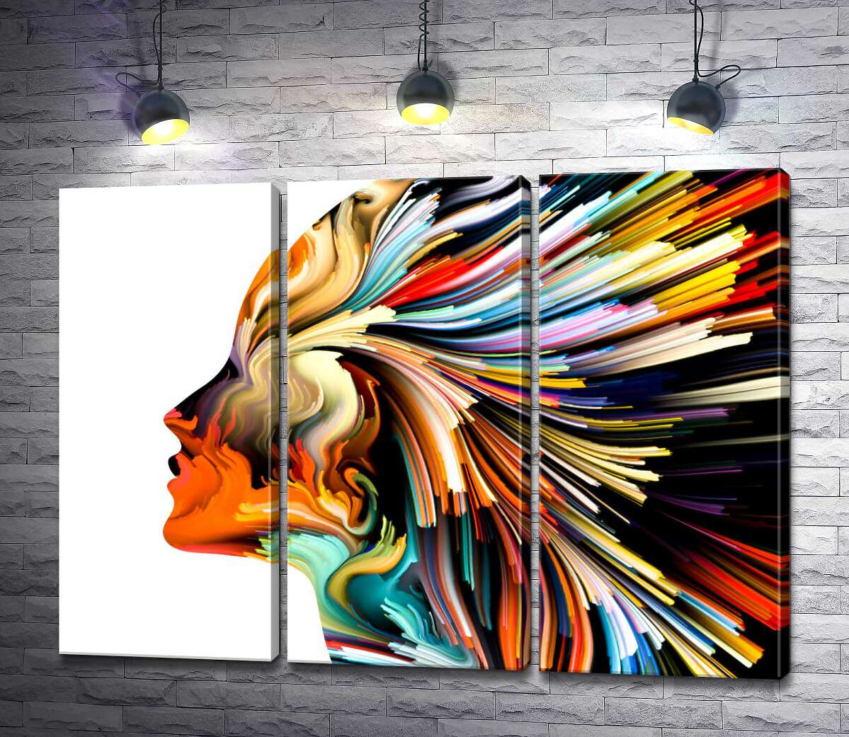 

Модульная картина ArtPoster Изгибы лучей в профиле женщины 132x98 см Модуль №11
