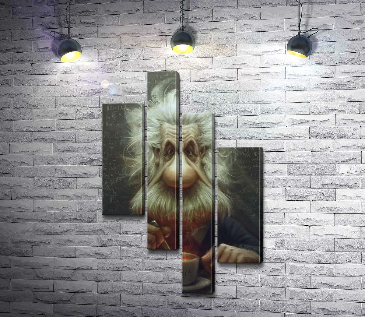 

Модульная картина ArtPoster Карикатура на Альберта Эйнштейна (Albert Einstein), пьющего чай 100x165 см Модуль №20