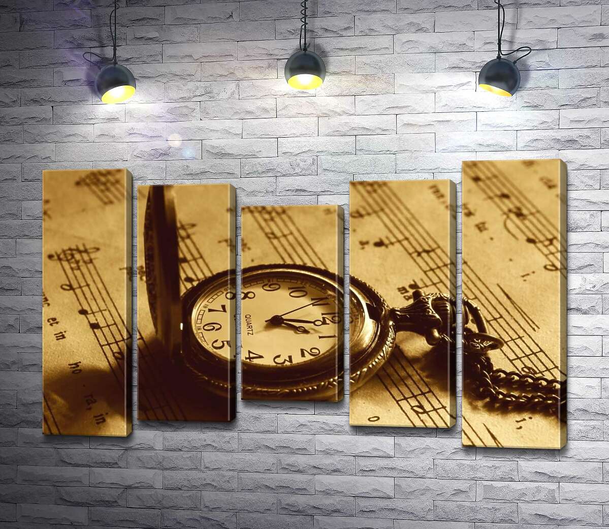 

Модульная картина ArtPoster Карманные винтажные часы на нотном листе 100x65 см Модуль №28