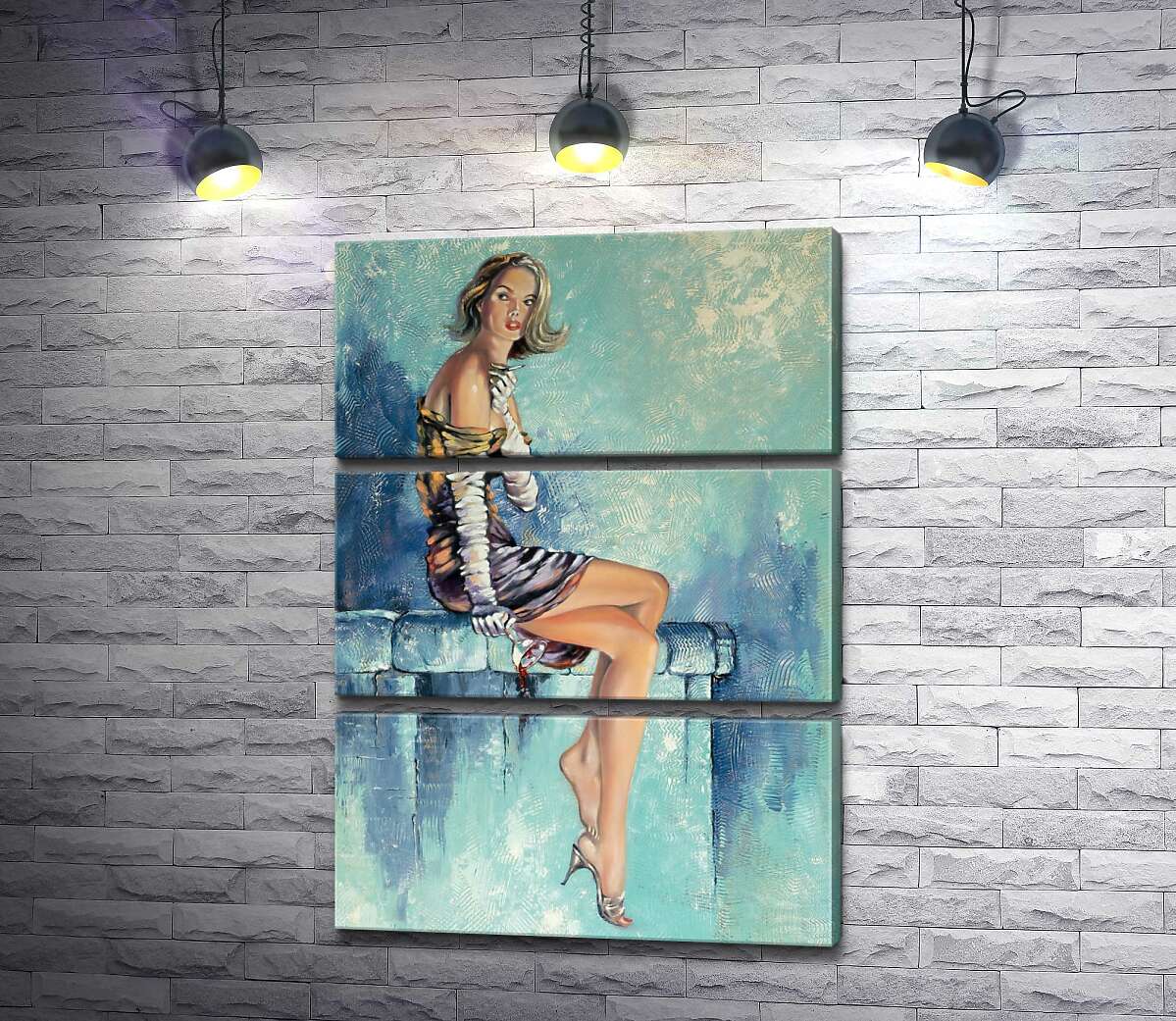 

Модульная картина ArtPoster Девушка с бокалом вина курит сигарету 130x183 см Модуль №13