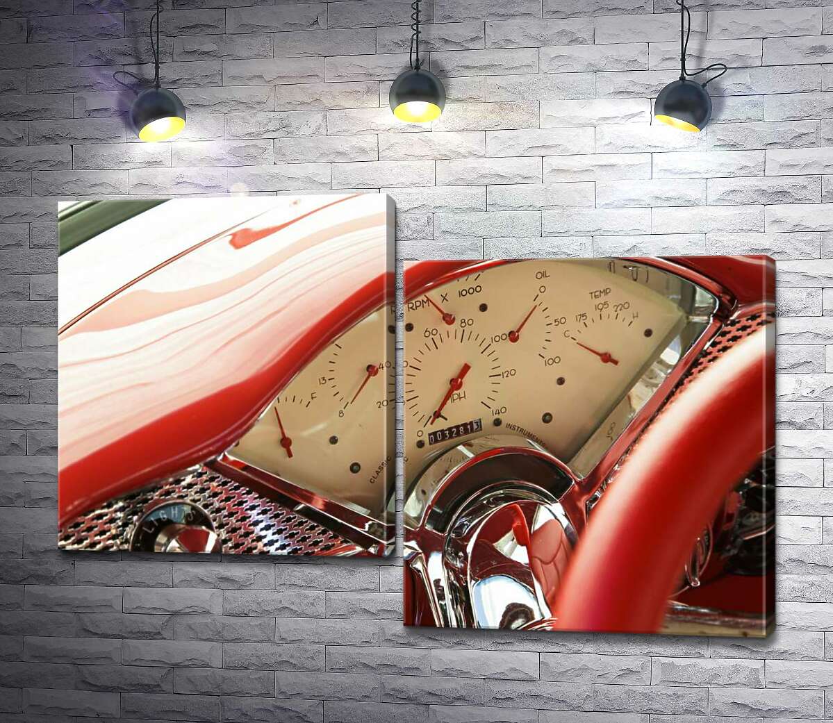 

Модульная картина ArtPoster За рулем соблазнительно-красного автомобиля Chevrolet Bel Air 130x88 см Модуль №5