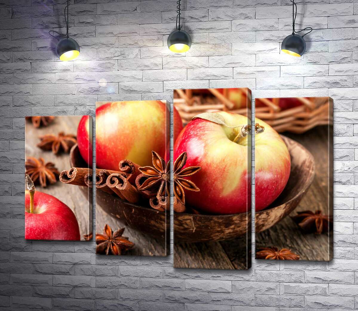 

Модульная картина ArtPoster Запахи осени: краснобокие яблоки с корицей и бадьяном 80x54 см Модуль №21