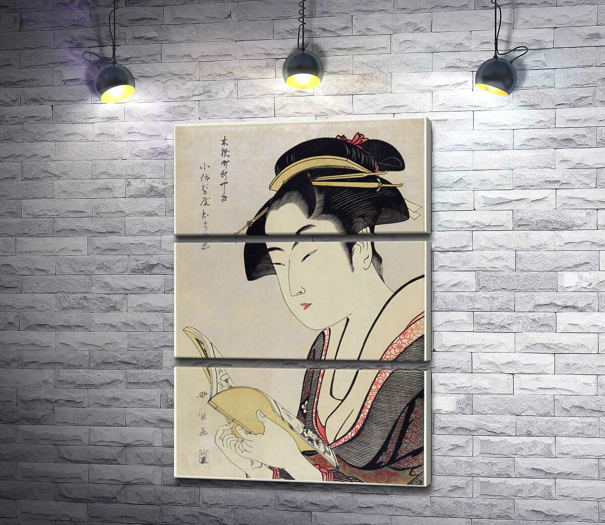 

Модульная картина ArtPoster Женщина читает книгу (Woman reading book) - Китагава Утамаро ( Kitagawa Utamaro ) 130x186 см Модуль №13