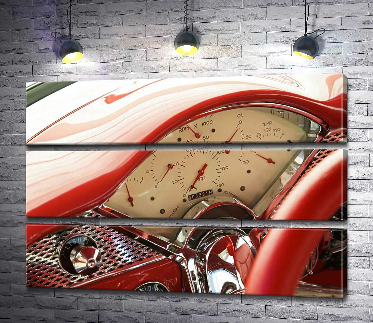 

Модульная картина ArtPoster За рулем соблазнительно-красного автомобиля Chevrolet Bel Air 100x69 см Модуль №13